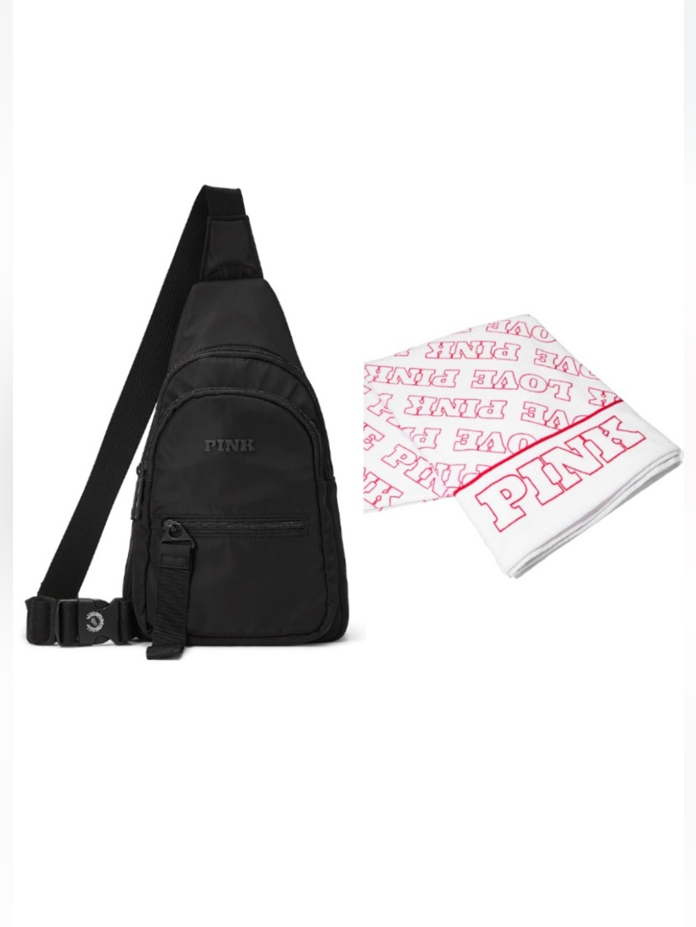 PINK Victoria's Secret Sling Bag with White & Pink Logo Towel